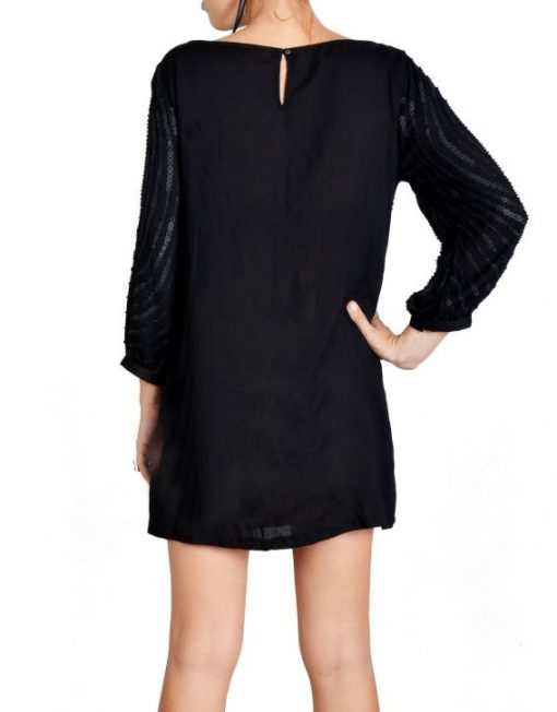 Black Three Quarter Sleeve Sequin Shift Dress Luz De Ibiza Black Three Quarter Sleeve Sequin Shift Dress Luz De Ibiza