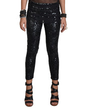 Black Mixed Sequin Leggings