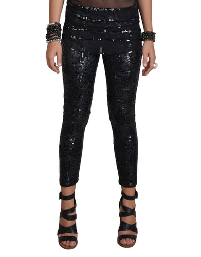 Black Mixed Sequin Leggings
