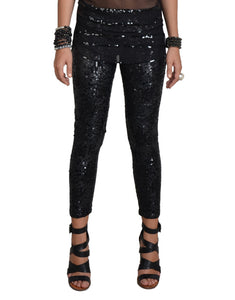 Black Mixed Sequin Leggings