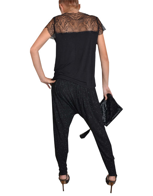 Black Sequin Harem Pants