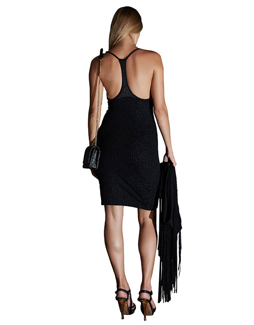 Black Sequin Racerback Mini Dress