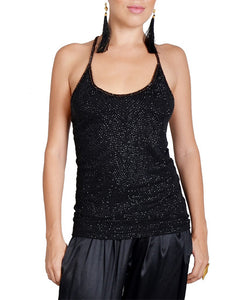 Black Sequin Racerback Top