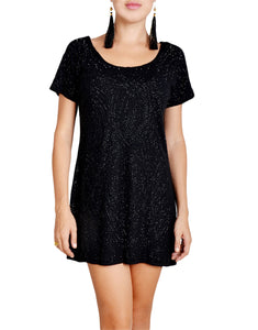 Black Sequin Shift Dress