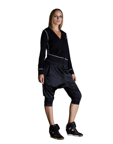 Black Sequined Eagle Hooded Jacket