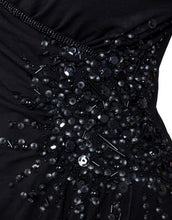 Black Short Sleeved Sequin Detail Wrap Dress