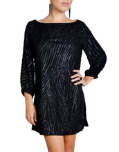 Black Three Quarter Sleeve Sequin Shift Dress