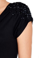 Black V-Neck Sequin T-Shirt