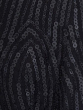 Black Three Quarter Sleeve Sequin Shift Dress