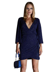 Deep Blue Kimono Wrap Dress