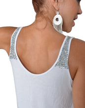 Flared White Sequin Detail Top
