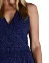 Full-Length Deep Blue Backless Sequin Jumpsuit