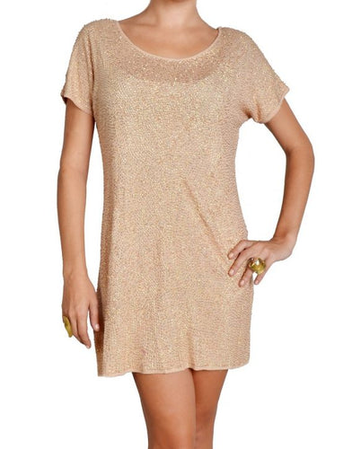 Nude Sequin Shift Dress