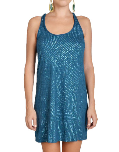 Royal Blue Flared Sequin Racerback Dress