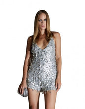 Short Silver Sequin Jumpsuit