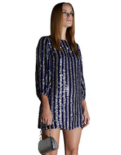 Three-Quarter Sleeve Sequin Shift Dress