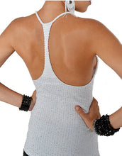 White Sequin Racerback Top
